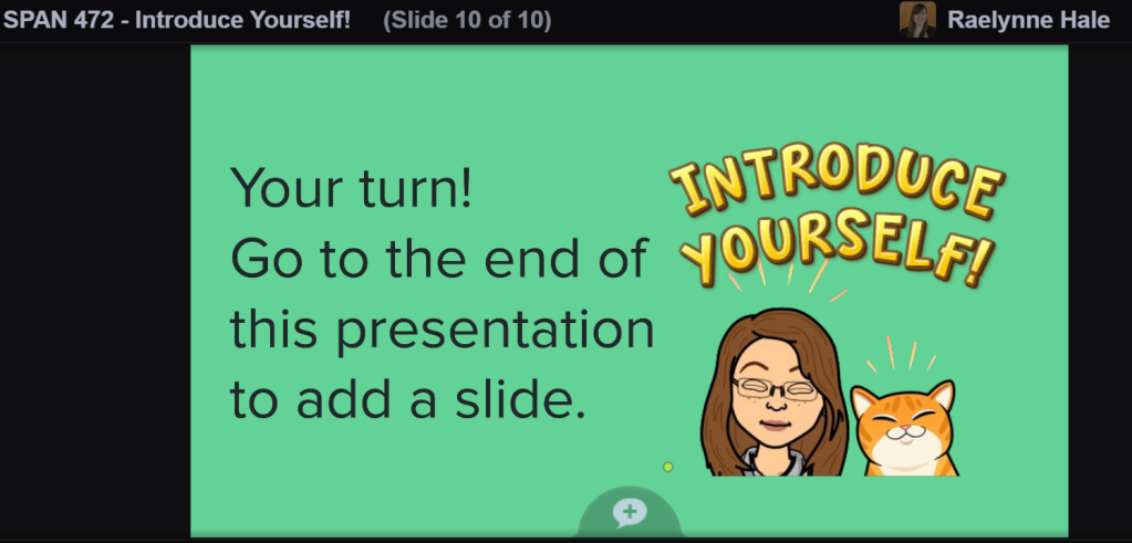 Image showing a slide from the example VoiceThread for Introducing Students